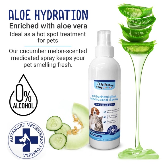 Alpha Dog Series Chlorhexidine Ketoconazole Anti Itch Hot Spot Relief Spray - Picture 2 of 7